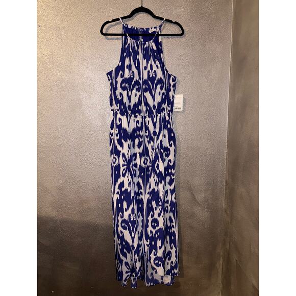 Athleta Preppy Edgy Mob Wife Artsy Hippie Boho Old Money Ikat Bloom Halter Dress - Picture 1 of 13